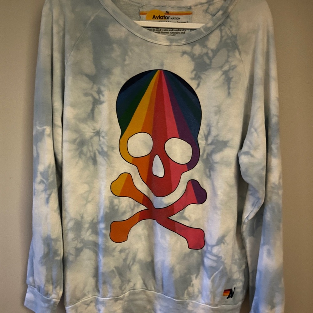 Aviator Nation x SoulCycle Rainbow Skull Tie-Dye Sweatshirt